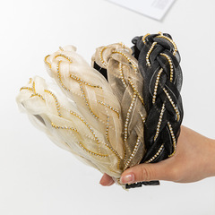 Summer new headbands: Korean Dongdaemun-style Instagram-famous, rhinestone-embellished, ethereal mesh hair clips & headbands—wholesale available.