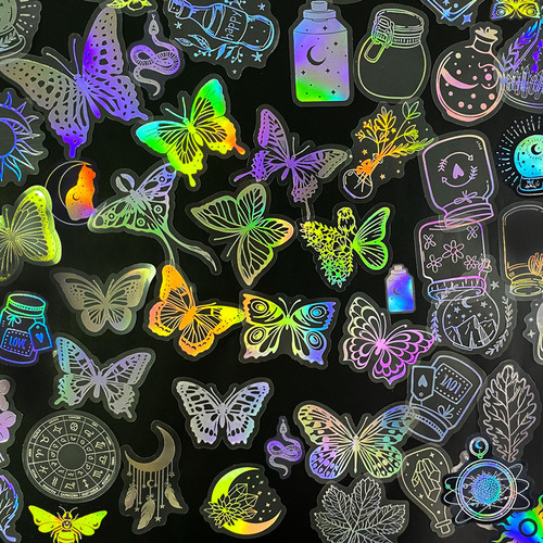 Holographic Stickers200 transparent PET creative diy retro laser account sticker pack