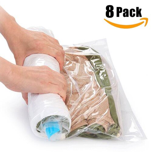 Handscroll-style clothing and bedding vacuum compression bag, roll-press vacuum storage bag