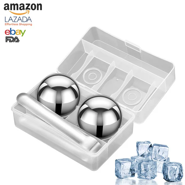304 Stainless Steel Ice Ball Whiskey Quick-Frozen Ice Tartar Stainless Steel Ice Cube Clip Beverage Ice Wave Ball Round Ice Ball