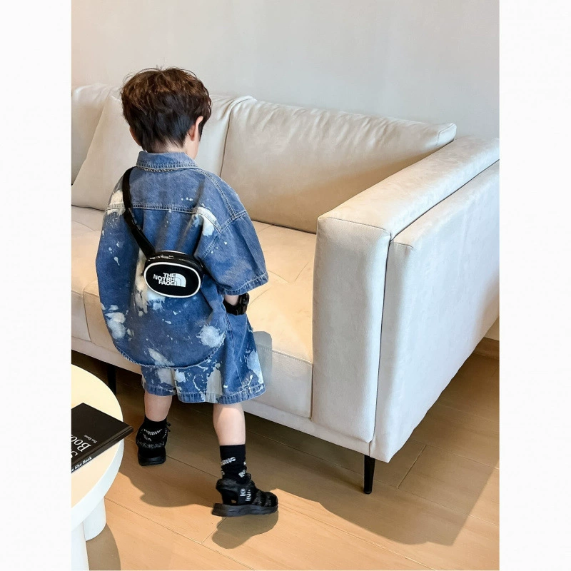 Мальчик краска джинсовый набор 2024 летняя новая шорты с короткими рукавами