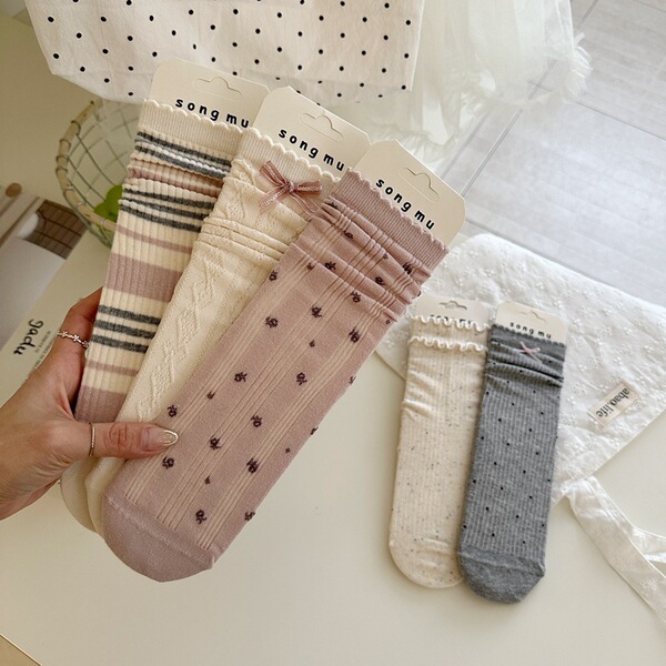 New straight board socks spring and summer pink Korean version jk…