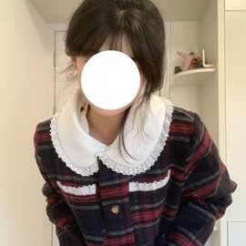 复古学院风娃娃领格子外套女春秋季新款小个子高级感短款毛呢大衣