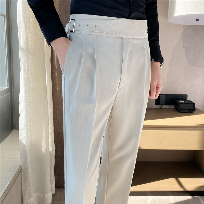 Pantalones Casuales de Pierna Recta y Cintura Alta Estilo Napolitano para Hombre, con un Toque de Lujo, para Comercio Exterior