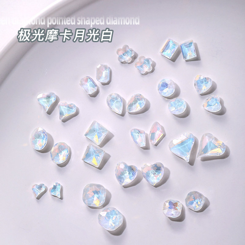 Litian Nail Art Pointed-Back Rhinestone Jewelry Aurora Mocha White Glitter Diamond Internet Celebrity Heart-Shaped Irregular Square Nail Jewelry Crystal Litian Nail Art Pointed-Back Rhinestone Jewelry Aurora Mocha White Glitter Diamond Internet Celebrity Heart-Shaped Irregular Square Nail Jewelry Crystal
