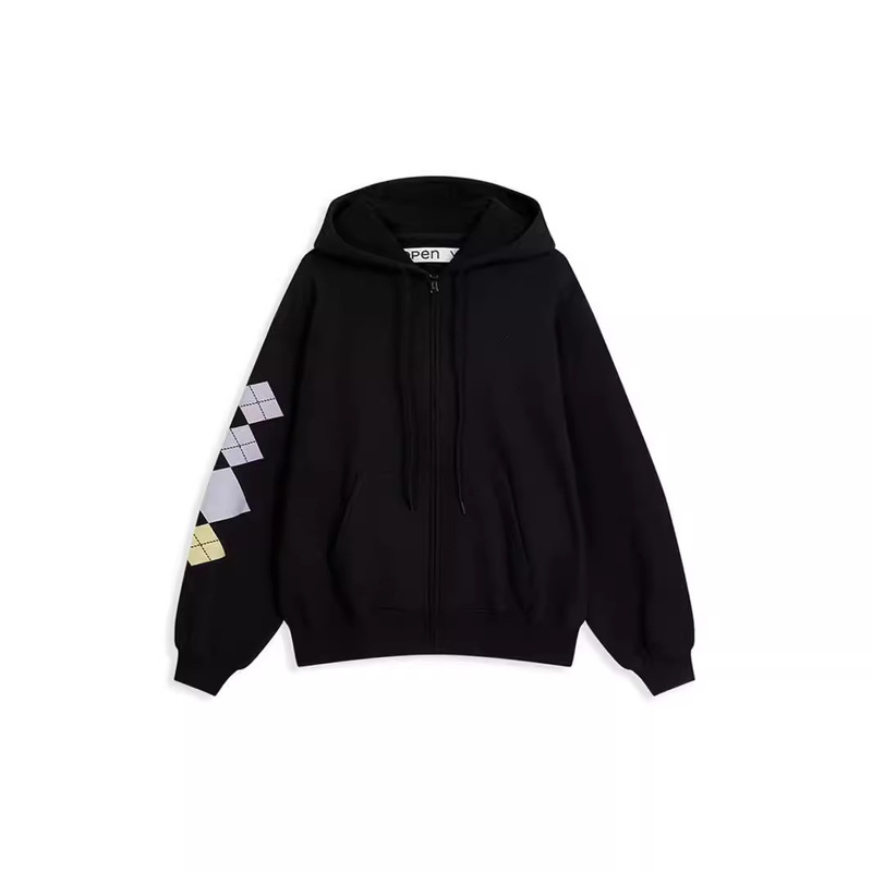 Free Version of Openyy24 Autum New Quilted Print Sports and Leisure Velvet Zipper Hooded Sweatshirt and Sweatpants