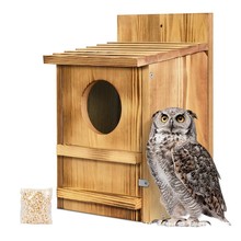 现货木质鸟窝树上悬挂鸟房园林挂件猫头鹰鹦鹉鸟巢户外实木喂鸟器