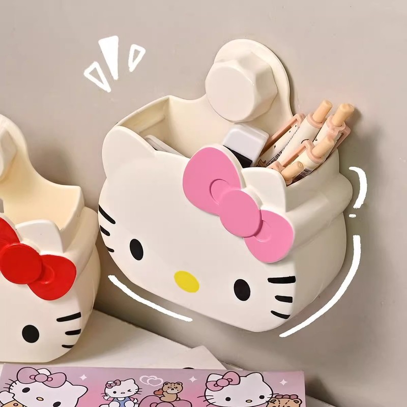 かわいい漫画 KT 猫シリーズ タイル壁釘なし化粧品収納ラック歯磨き粉歯ブラシ壁収納ボックス|undefined