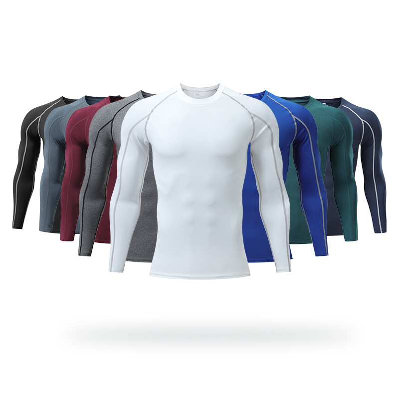 Ropa deportiva para hombre, ropa de compresión ajustada para entrenamiento al aire libre, ropa transpirable de secado rápido para correr y fitness, de manga larga y efecto adelgazante.