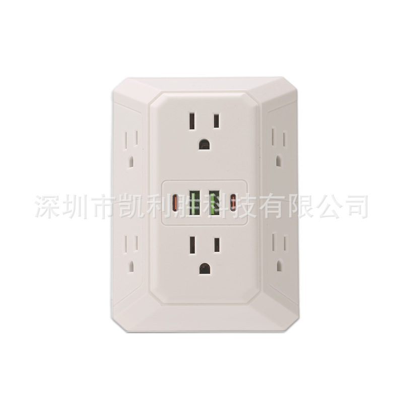 Paso en venta caliente de Amazon estilo americano 4 cara estándar estadounidense un rodado seis pared extensor USB enchufe tablero de conexión TYPEC