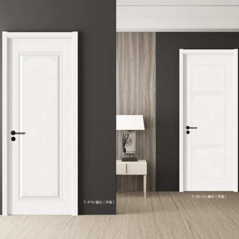 Puerta de madera maciza pintada puerta de madera blanca interior multicapa puerta de habitación puerta de dormitorio juego compuesto puerta de habitación insonorizada