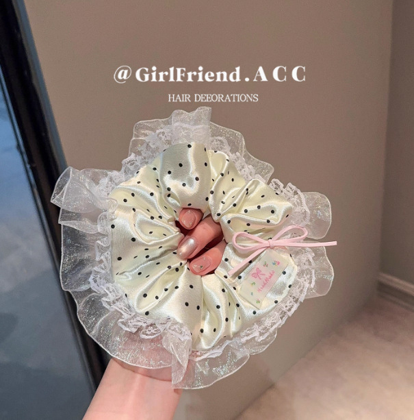 甜美蕾丝花边波点蝴蝶结大肠发圈女2025新款大号扎头发绳头绳发饰|undefined