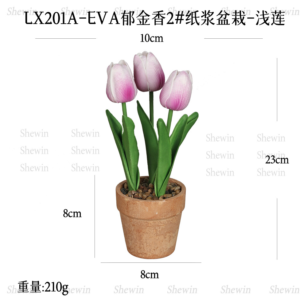 Venta caliente Eva espuma pulpa de tulipanes macetas flores de simulación Pu mini tulipanes decoración de escritorio doméstico bonsái