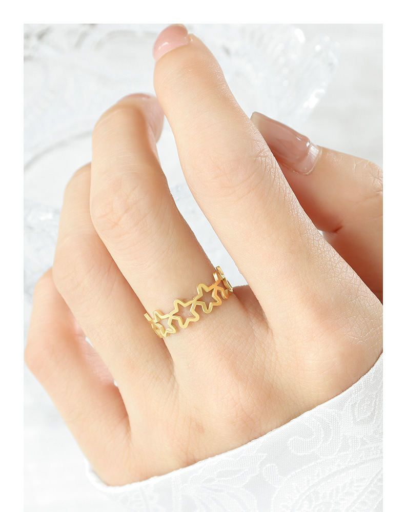 Rings Classification 18K Gold Plating Color Adjustable Ring Size PVD Coated Real Gold Plated 18K Gold Star 304 Stainless Steel Simple Style Waterproof Non Tarnish Rings