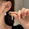 Asymmetrical earrings from pearl, french style, light luxury style, 2023 collection, simple and elegant design