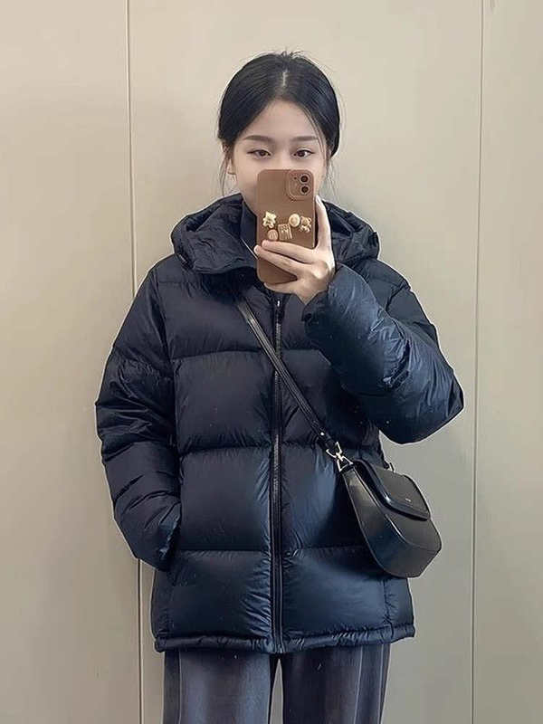 黑色羽绒棉服女冬季2025年新款韩系高级感加厚小个子连帽棉袄外套|undefined