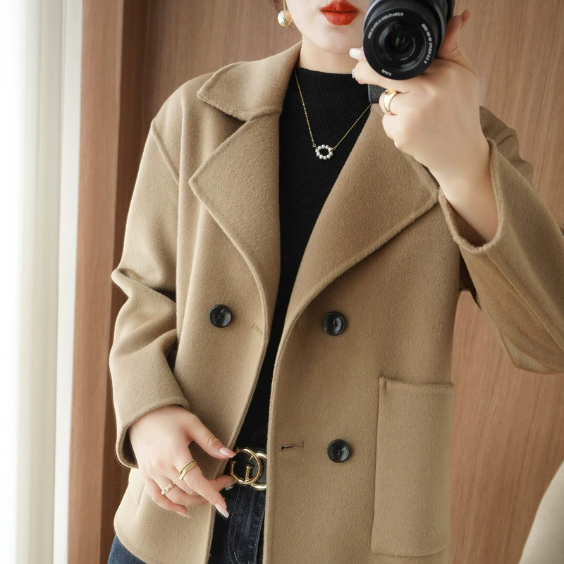 Double-sided woolen short suit, jacket, woolen coat