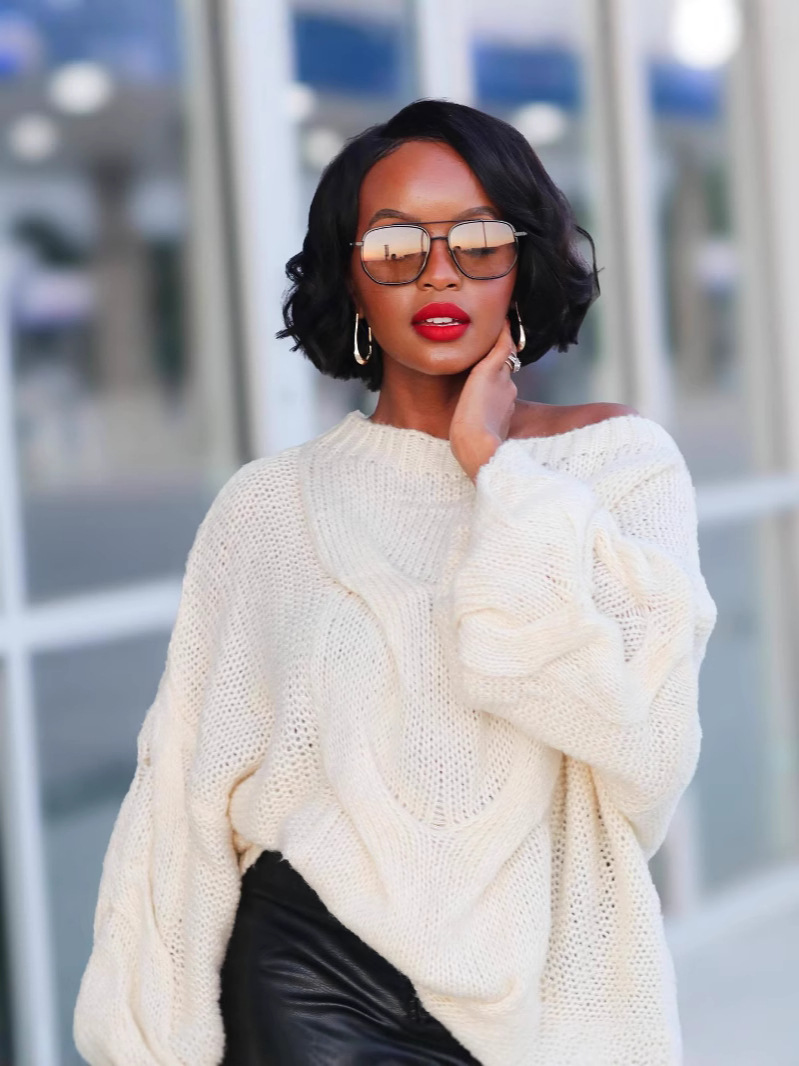 Pull oversize en maille torsadée pour femme - Pull d'hiver confortable avec points texturés 3D, coupe ample, style bohème chic, idéal pour l'automne et l'hiver_voghion.com