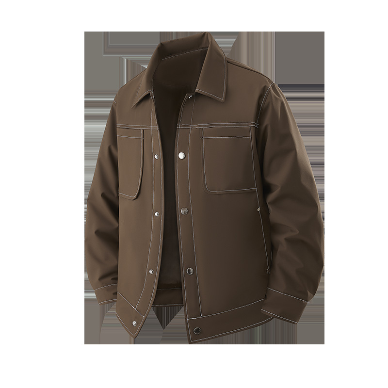 Men's Breathable Waterproof Workwear Shirt Jacket Stand Collar_voghion.com