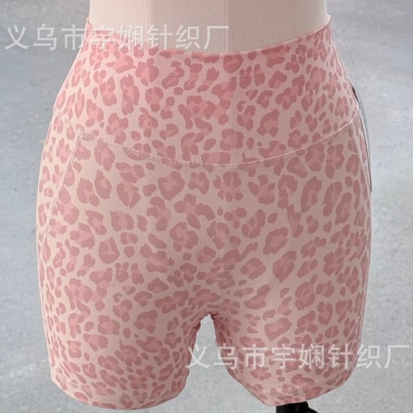 Nylon printed high-elastic leopard print yoga butt-lifting sports shorts for cross-border sports
