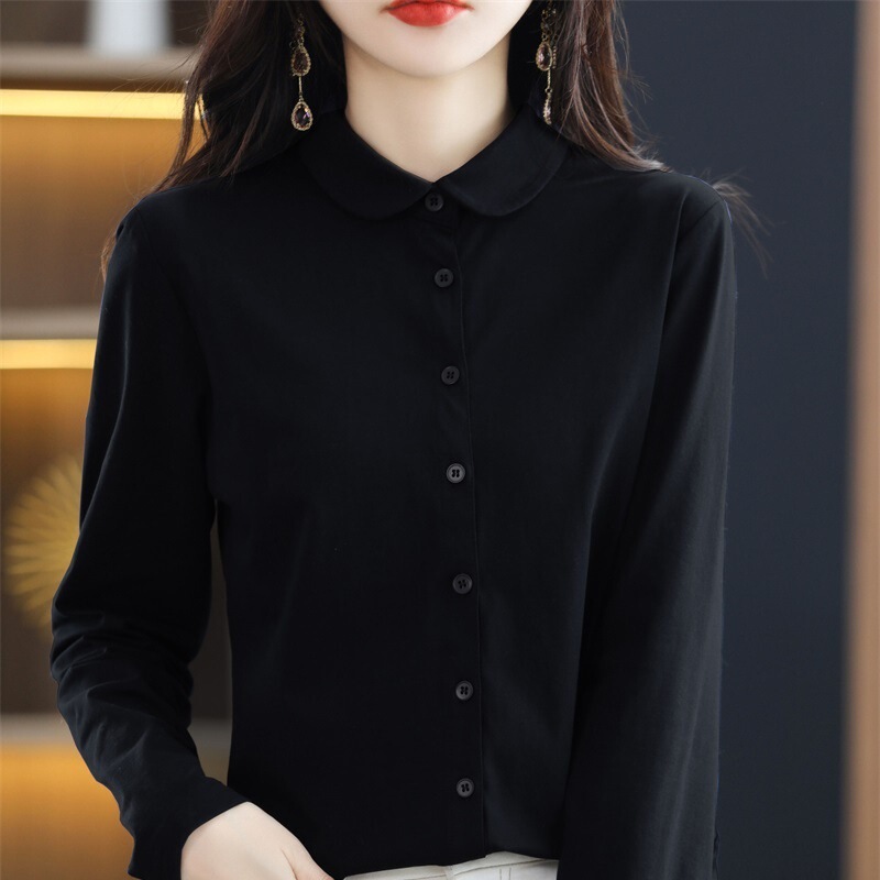メーカー卸売り2024春夏女性シャツライカ高枝綿上着シャツ気質上着純色長袖|undefined