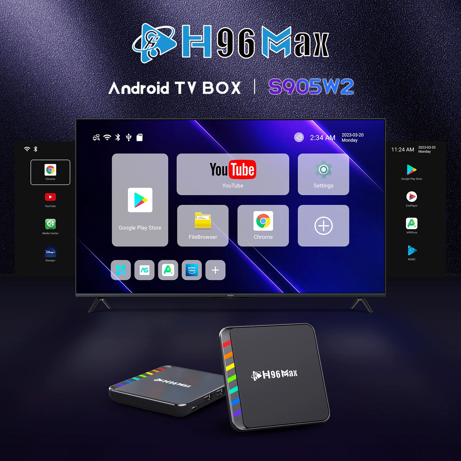 Иностранная торговля кросс-бордер новый ТВ-бокс H96max S905W2 Android 11 Bluetooth 5.0 сетевое устройство - топ-бокс AV1
