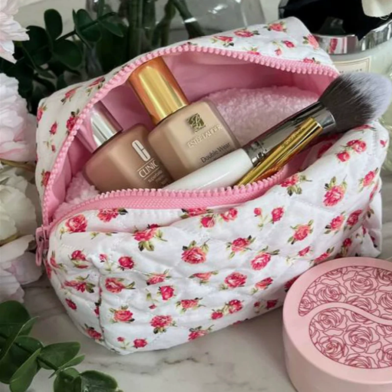 Новый популярный розовый косметичка с большим розовым стежком-нить швейная махонная сумка для стирки складывается дамская сумка