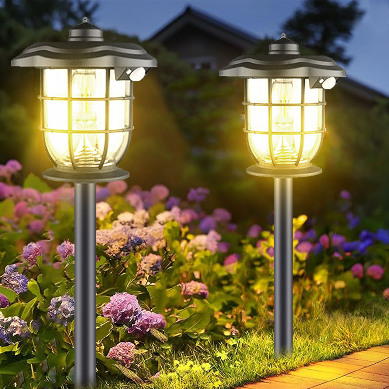 Solar Tungsten Filament Lamp Courtyard Garden Landscape Lawn Lamp Rechargeable Outdoor Waterproof Human Body Sensor Wall Lamp