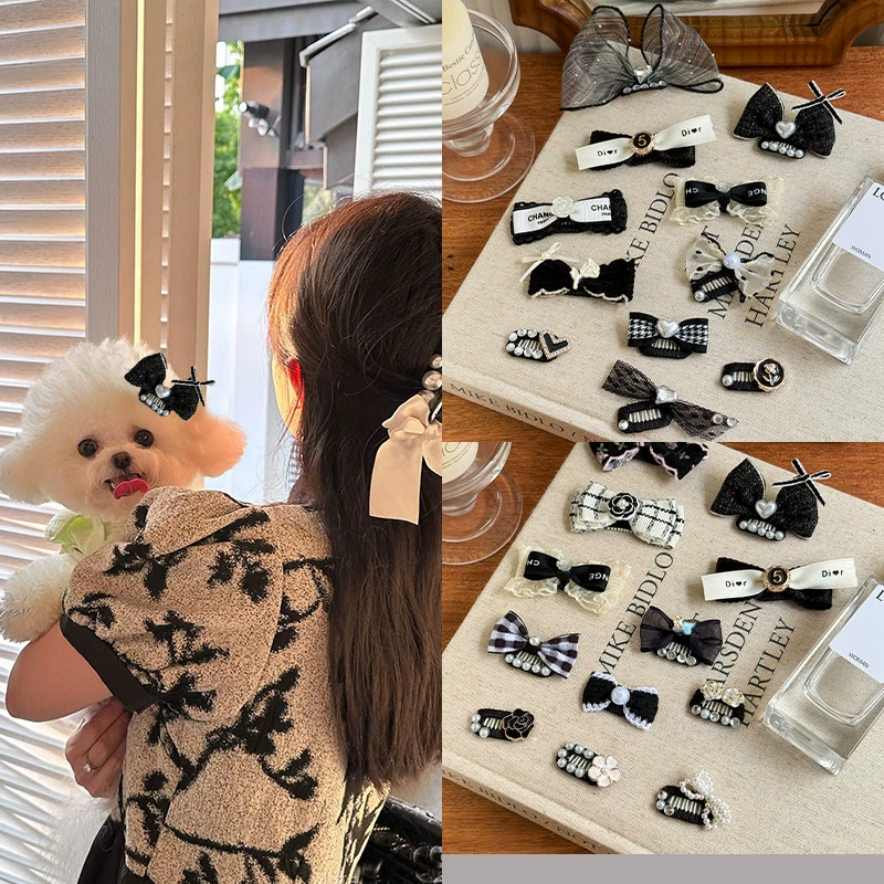 Заколка для волос для домашних животных, маленькая серия ароматизаторов, заколка для собак в стиле Хепберн, аксессуары для волос йоркшира, зажим для моста для носа, мальтийский Тедди