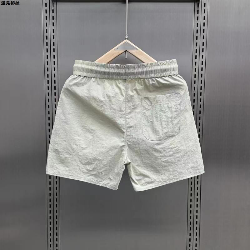 Summer Thin American Style Ice Silk Quick-drying Shorts Men's 2024 Trendy Brand Casual Three-part Pants Couple's Solid Color Beach Pants