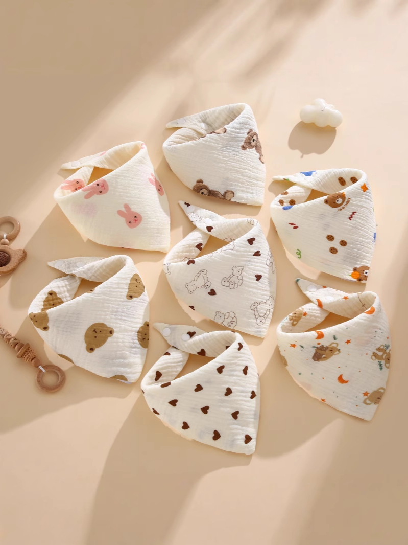 Toallas de saliva transfronterizas para bebés de algodón tipo un bib de dibujos animados para bebés toallas triangulares para bebés delantal de algodón puro productos infantiles
