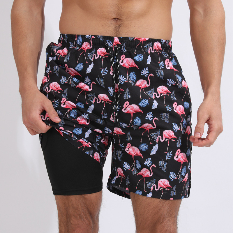 Amazon New Men's Casual Beach Sports Shorts Printed Double-Layer Shorts Men's Anti-Running Plus Size Cross-Border Amazon New Men's Casual Beach Sports Shorts Printed Double-Layer Shorts Men's Anti-Running Plus Size Cross-Border
