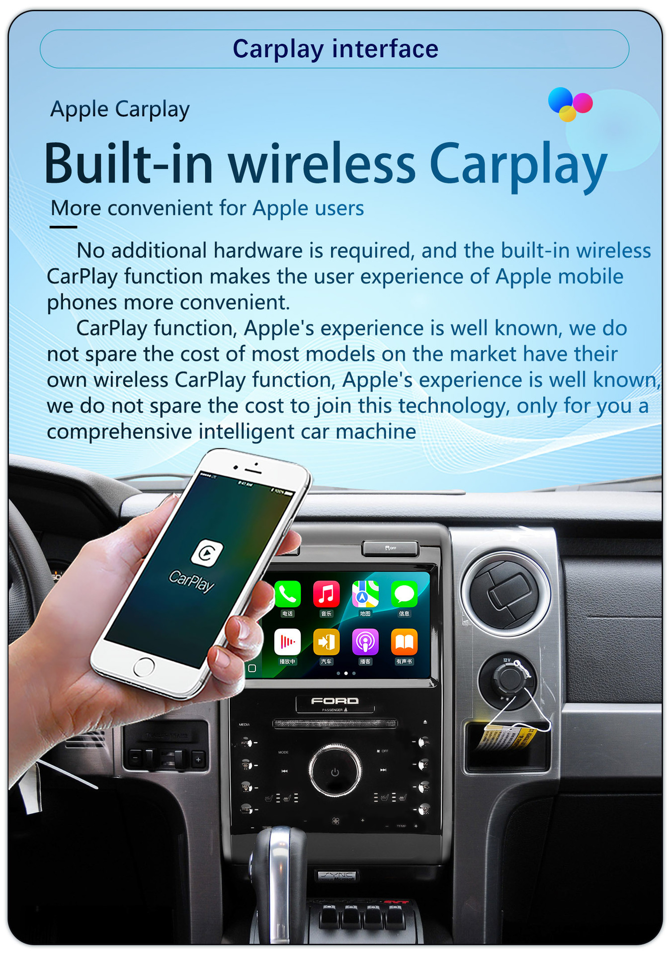 Suitable for 9-Inch 13-14 Model Ford F150 Android Wireless Carplay Navigation 360 Panoramic All-In-One Machine