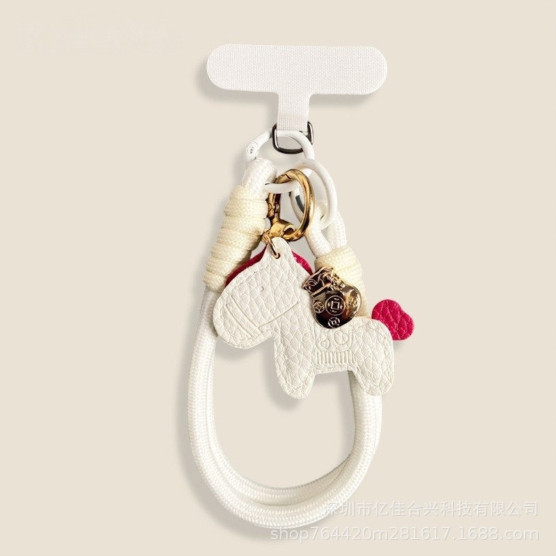 Año del Caballo cadena de teléfono móvil rojo nuevo tipo de pulsera teléfono móvil cuerdas de muñeca tejiendo robusto cuero accesorios de caballo colgantes