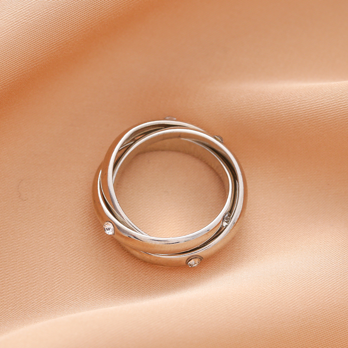 Cross-border European and American simple three-layer twisted micro-inlaid zircon rings, popular jewelry, cross-border source brand wholesale pic 1