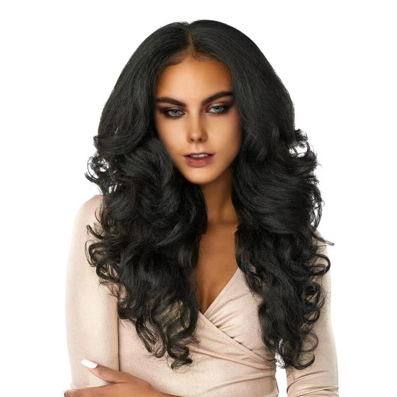 European and American Wigs for Women Fluffy Yaki Front Lace Wig Long Curly Hair Export Headgear 13*4 Chemical Fiber Wig Women's Wigs
