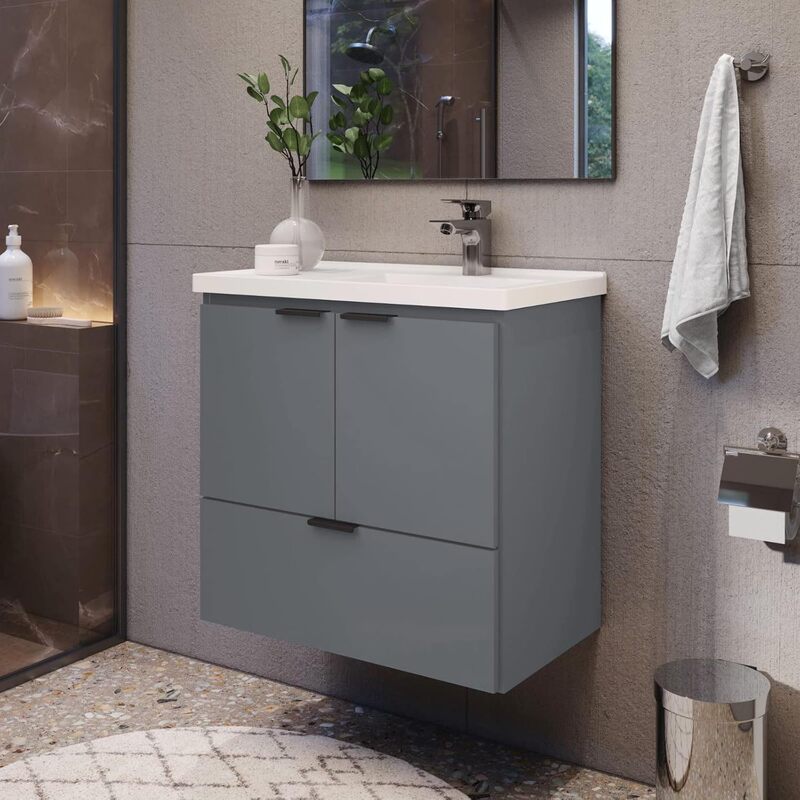Modern Style Sink Cabinet, Gray, Two Doors, One Drawer, Multifunctional, Large Capacity, Bathroom Without Basin, Painted, Factory Best-Selling Model