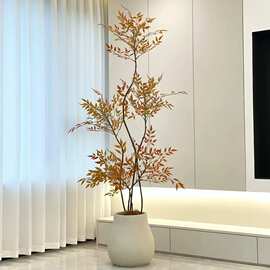 仿真绿植火焰南天竹 高端室内盆栽大型落地摆件 轻奢仿真绿色植物