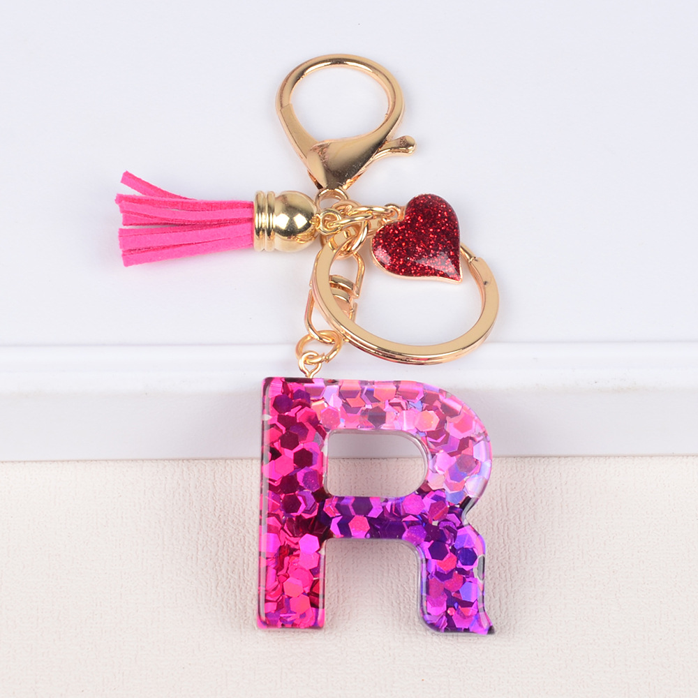 Lady Letter Heart Shape Resin Metal Epoxy Bag Pendant Keychain display picture 19