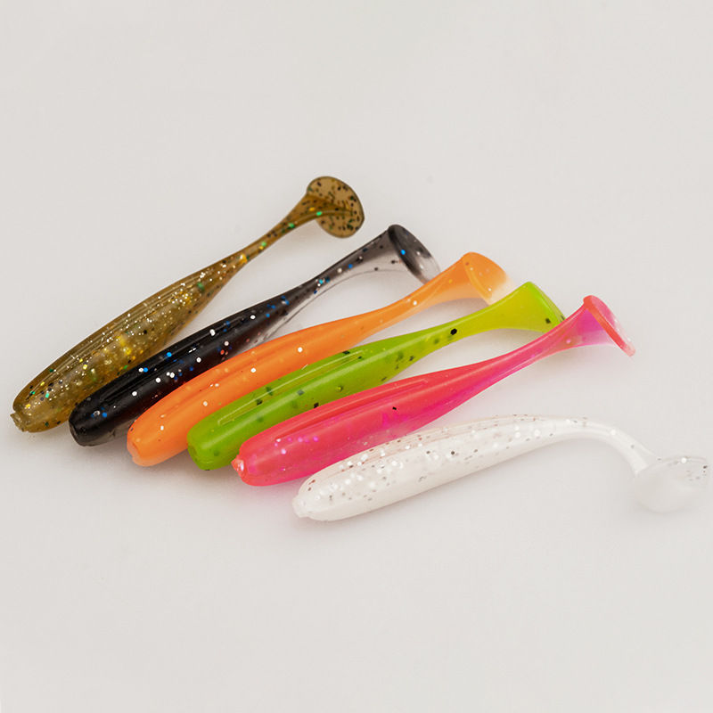 6 Colors Paddle Tail Fishing Lures Soft Plastic Baits Bass Trout Fresh Water Fishing Lure