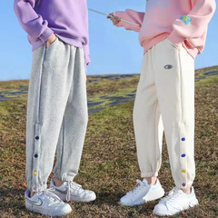 女童褲子春裝2024新款兒童運動褲春秋款韓版中大童華夫格休閒長褲
