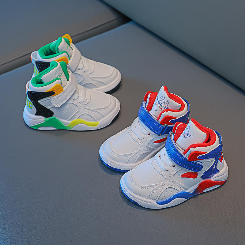 Basket 2023 Höst Vinter Nya Pojkar High Top Plysch Sportskor Små och medelstora barn_voghion.com