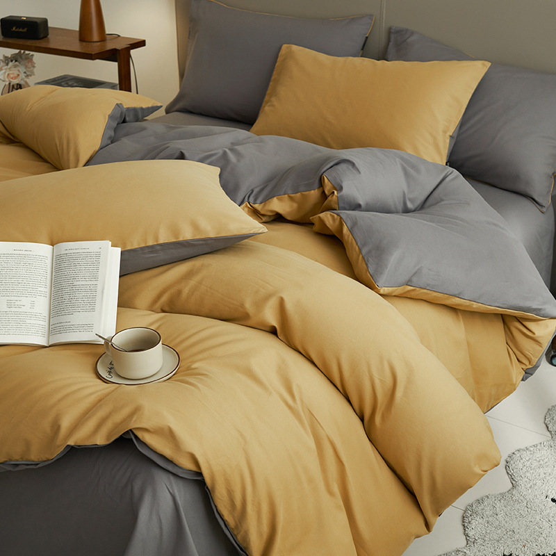 Cama de cuatro piezas de algodón 2025, nueva sábanas molidas cubierta de ropa de cama dormitorio de tres piezas de invierno engrosado