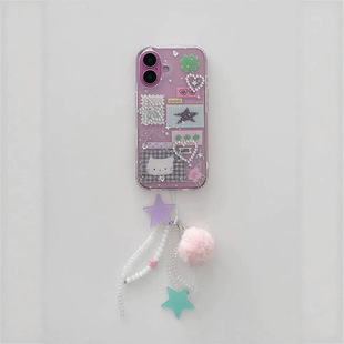 Ins Transparent Double-Layer Puppy Stamp Cat Suitable for Iphone16Promax Mobile Phone Case 14 Apple