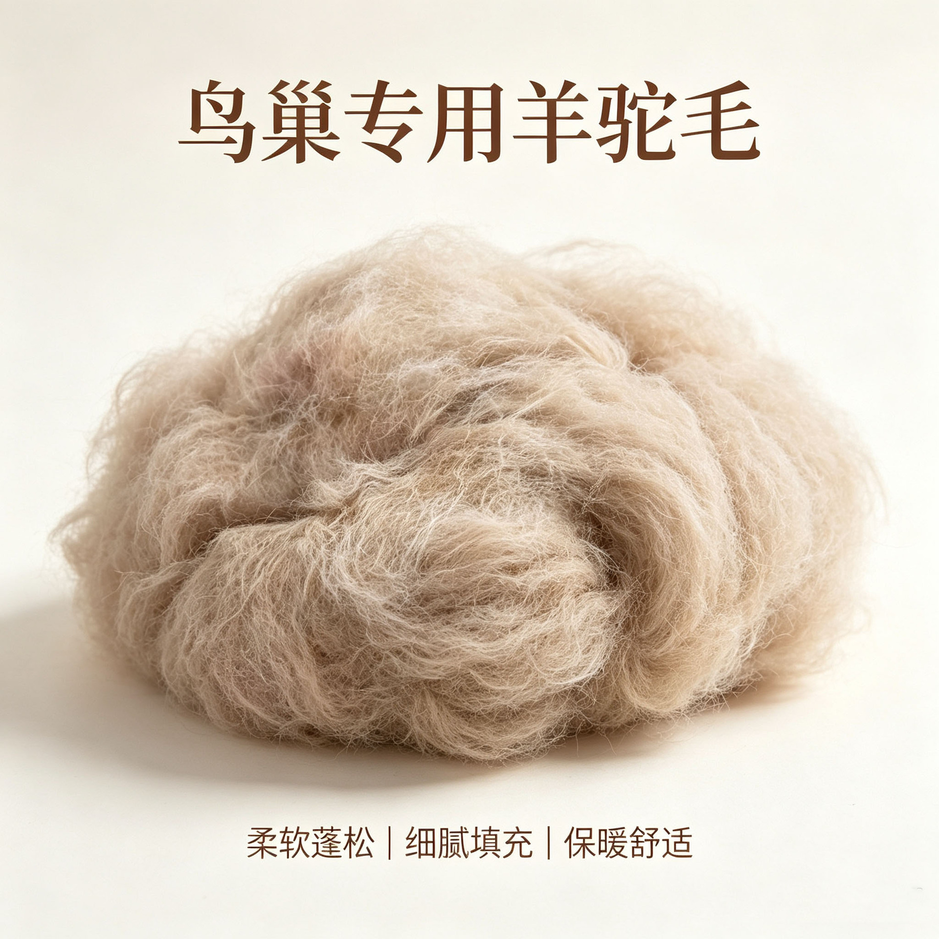 鸟巢专用羊驼毛驼色分梳粗毛天然羊驼毛鸟类筑巢填充纤维原料批发