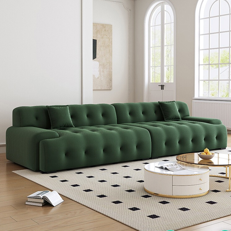 Italian Minimalist Roccaforte Sofa in Creamy Style—A Bubble-Like, Instagram-Famous Straight-Row Sofa by a Designer, Perfect for Small Apartments with Fabric Upholstery