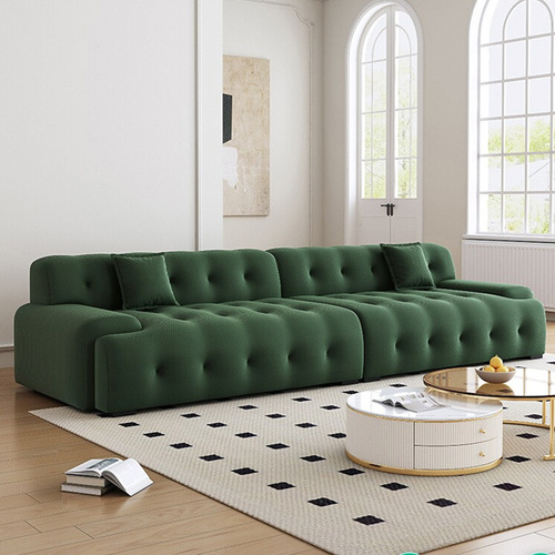 Italian Minimalist Roccaforte Sofa in Creamy Style—A Bubble-Like, Instagram-Famous Straight-Row Sofa by a Designer, Perfect for Small Apartments with Fabric Upholstery