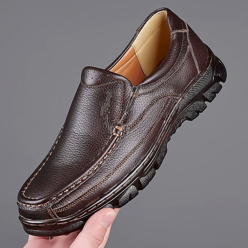 Men's Business Casual Leather Shoes with Cowhide Sole Men's Shoes for Middle-aged and Elderly