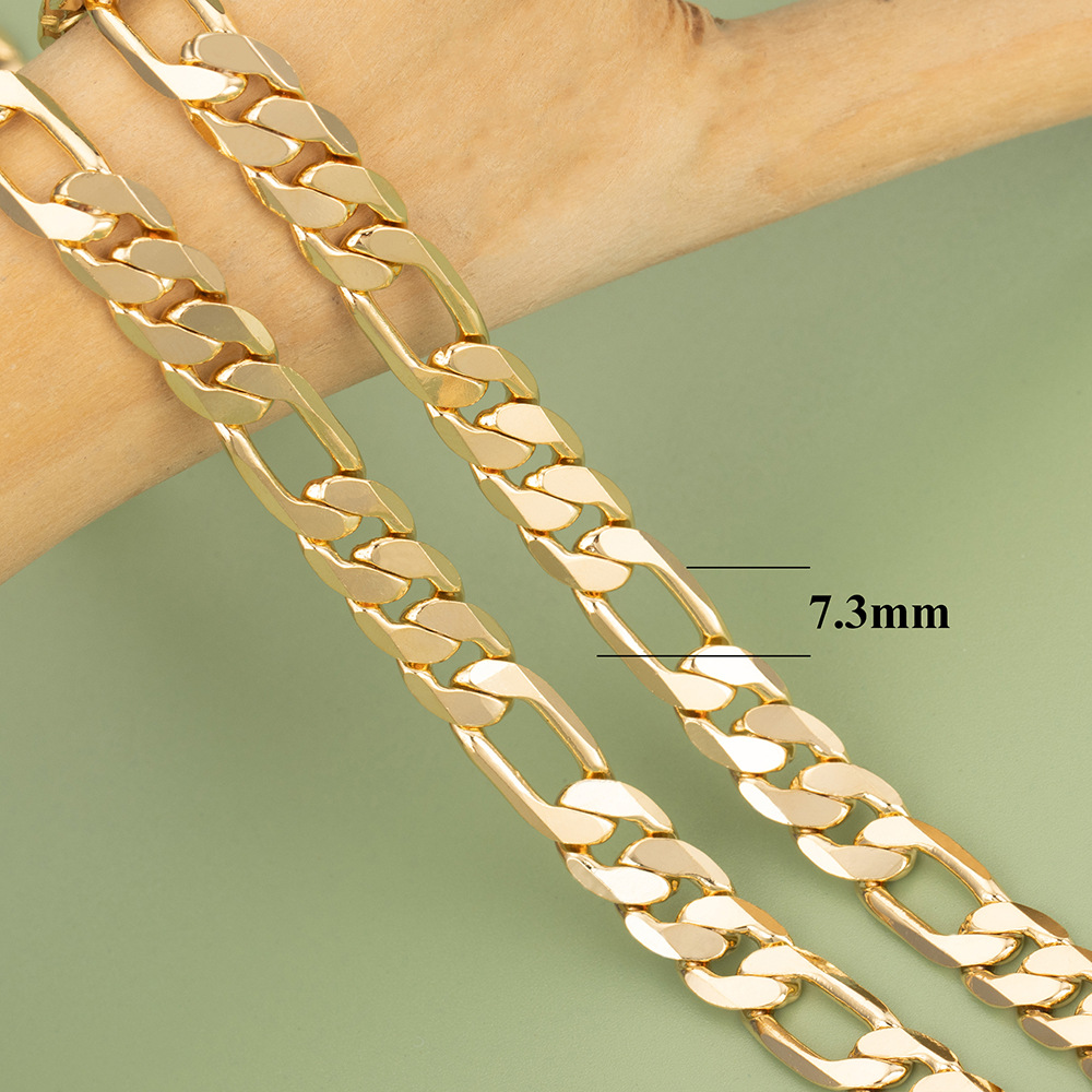 1 Piece Quantity 1 Piece Copper 18K Gold Plated Cuban Link Chain Curb Chain Polished 5mm Jewelry Accessories