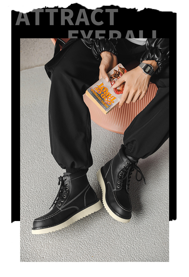 Martin – bottes montantes de moto pour hommes, tendance, décontractées, en velours, polyvalentes, combinaison de travail, 2024 coton, hiver 9055_voghion.com